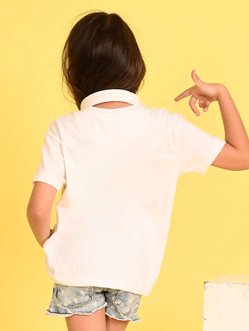 girls round neck printed tee - 21349894 - Standard Image - 3