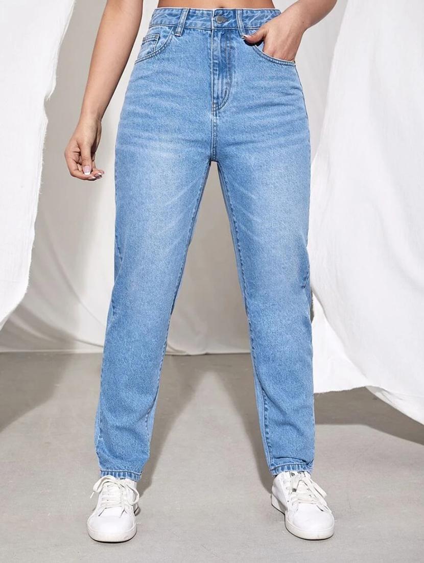 light blue high rise full length denim jean - 21350190 -  Zoom Image - 0