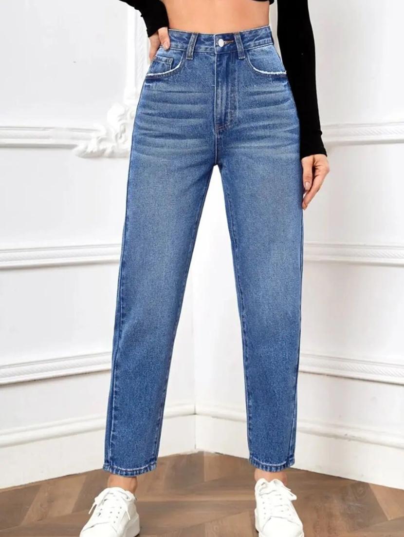 women solid high rise mom fit jean - 21350191 - Zoom Image - 0
