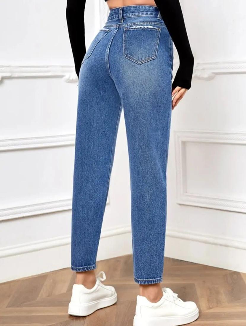 women solid high rise mom fit jean - 21350191 - Standard Image - 3