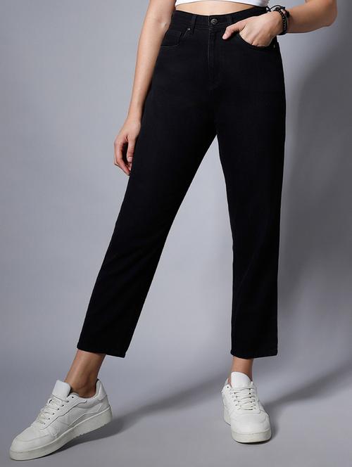 black solid high rise denim jean - 21350192 -  Standard Image - 0