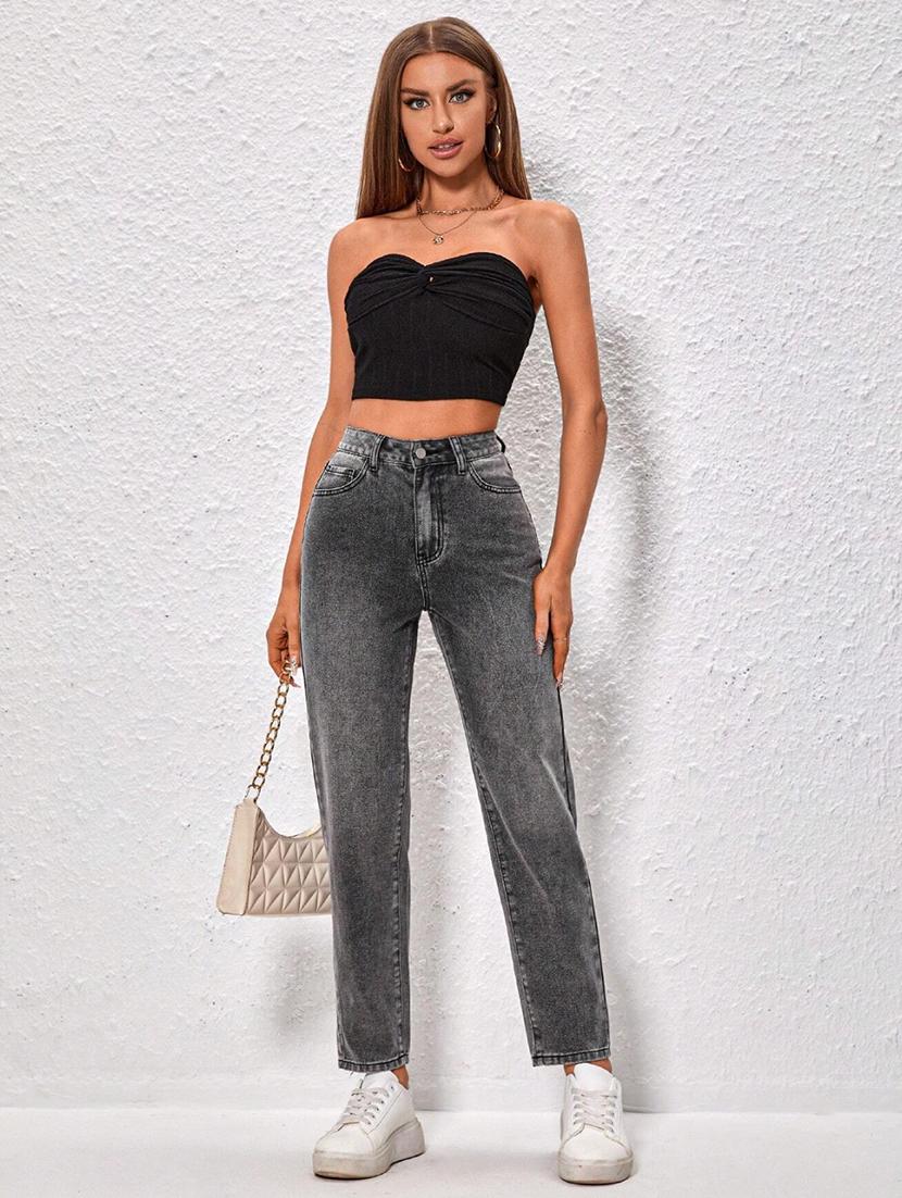 grey high rise ankle length denim jean - 21350193 - Standard Image - 5