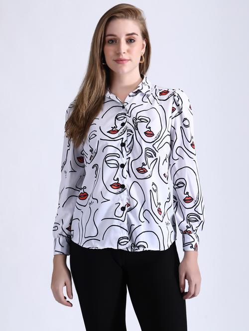off white printed regular shirt - 21350212 -  Standard Image - 0