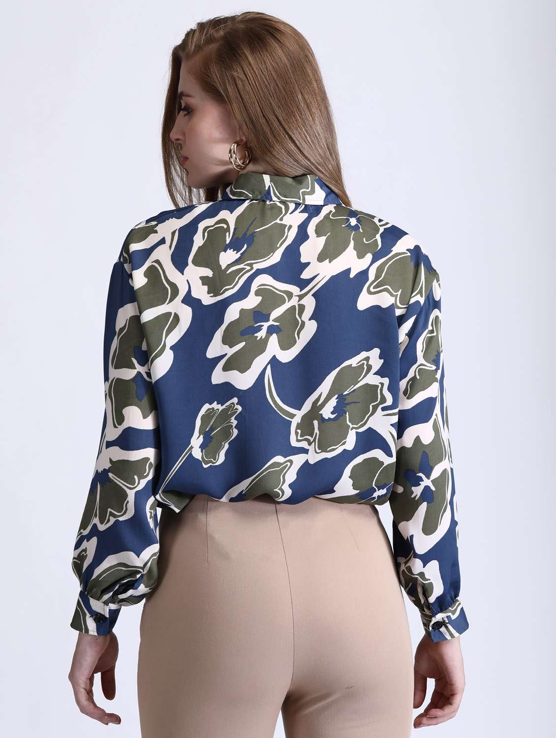 navy blue floral printed regular shirt - 21350220 - Standard Image - 3