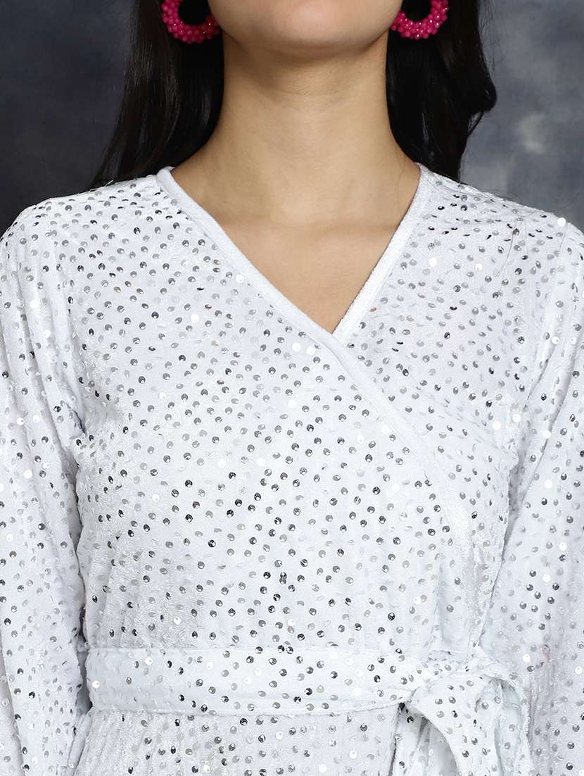 white sequined a-line dress - 21350254 -  Standard Image - 5