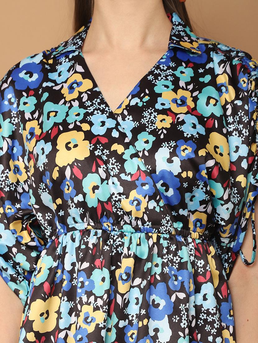 women printed collared peplum top - 21350522 - Standard Image - 5