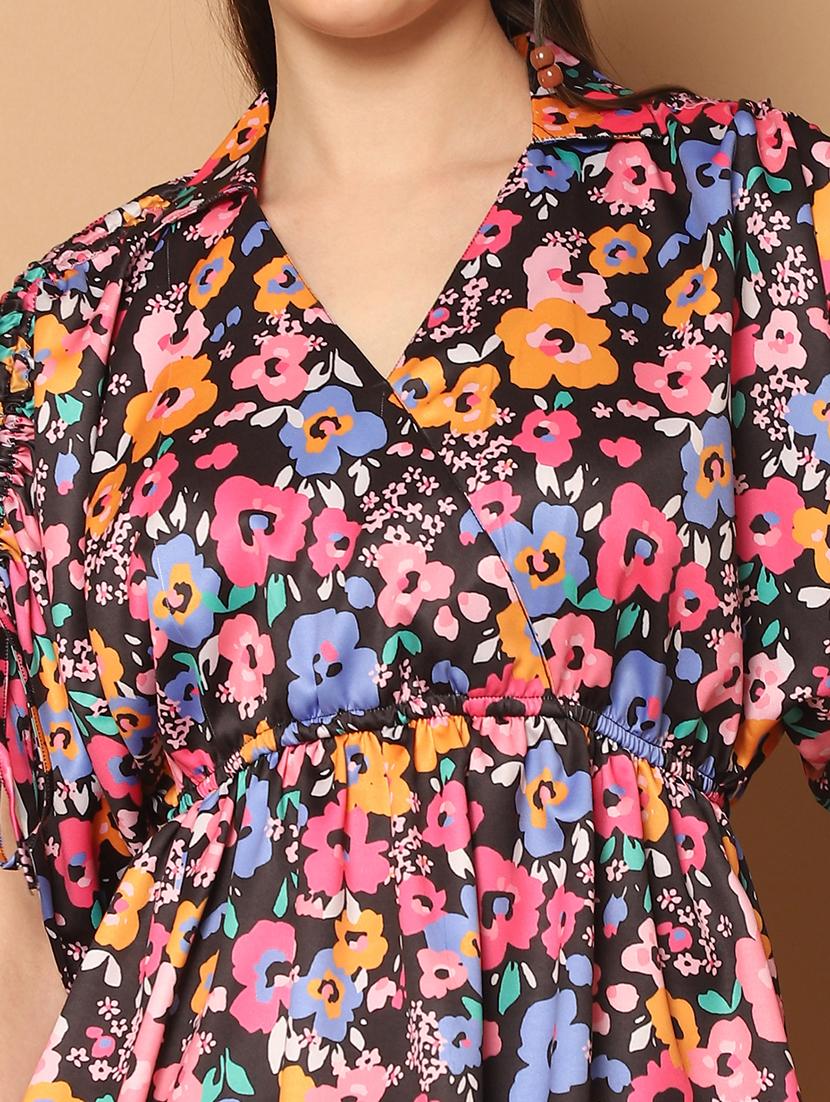 women printed collared peplum top - 21350523 - Standard Image - 5