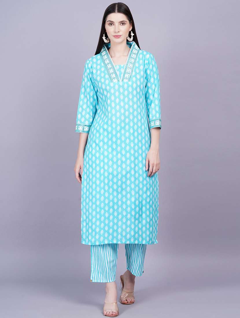women three quarter sleeve kurta pant with dupatta set - 21350565 - Standard Image - 3