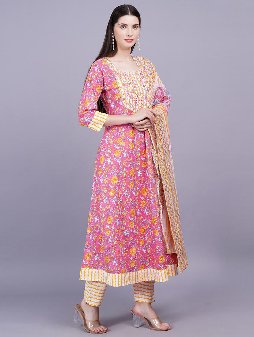 women three quarter sleeve kurta pant with dupatta set - 21350570 - Standard Image - 3
