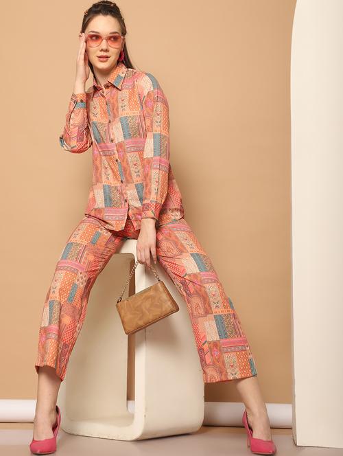 women printed shirt and trouser co-ord set - 21350592 -  Standard Image - 0