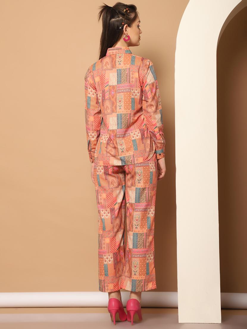 women printed shirt and trouser co-ord set - 21350592 - Standard Image - 3
