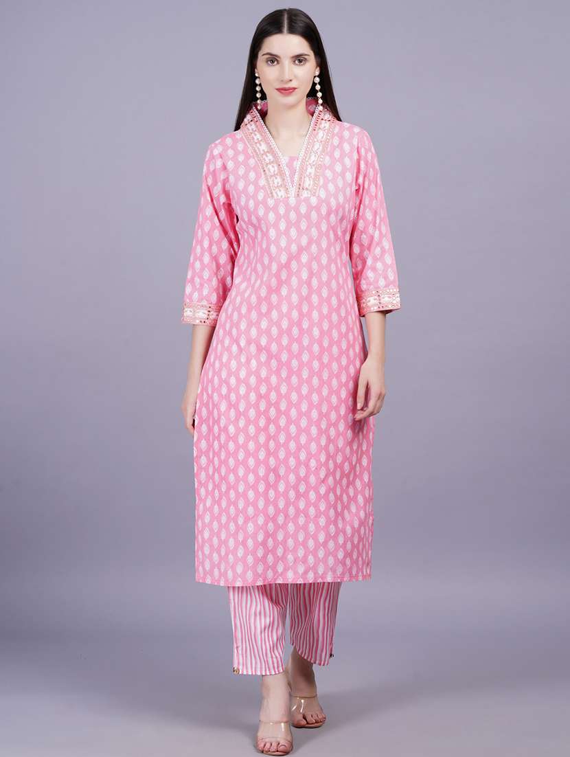 women three quarter sleeve kurta pant with dupatta set - 21350603 - Standard Image - 5