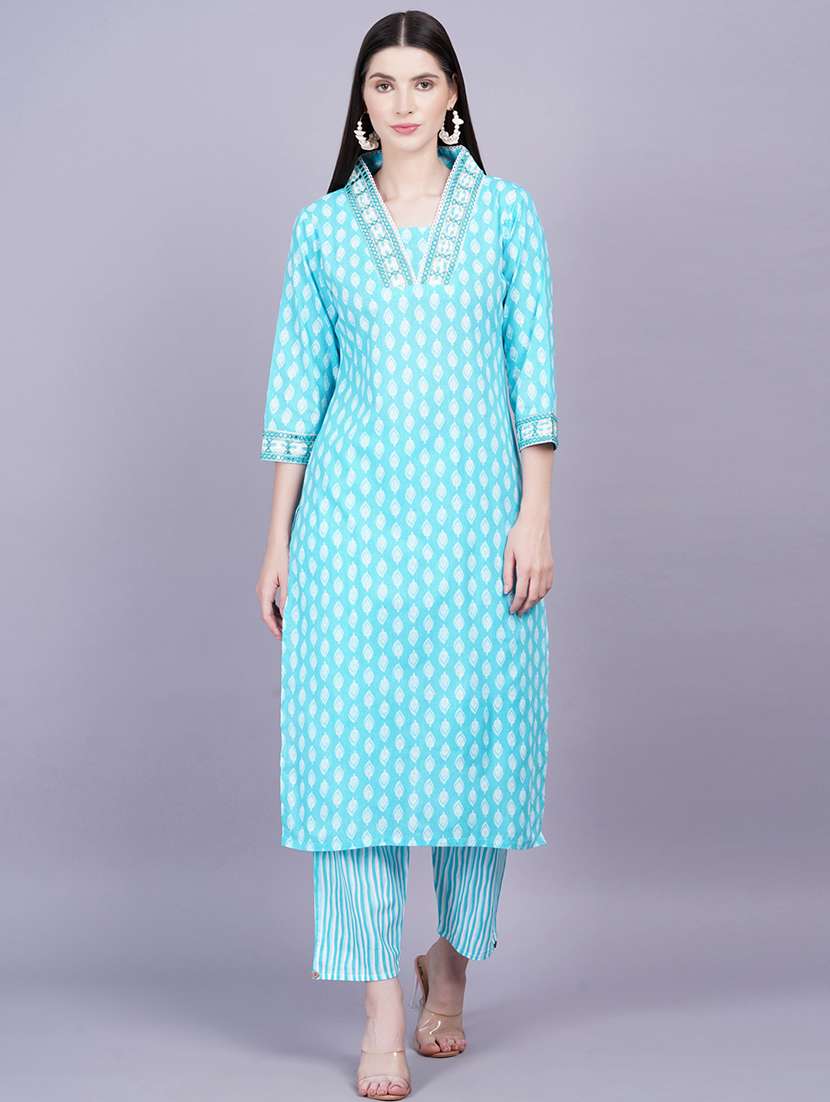 women three quarter sleeve kurta pant with dupatta set - 21350604 - Standard Image - 5