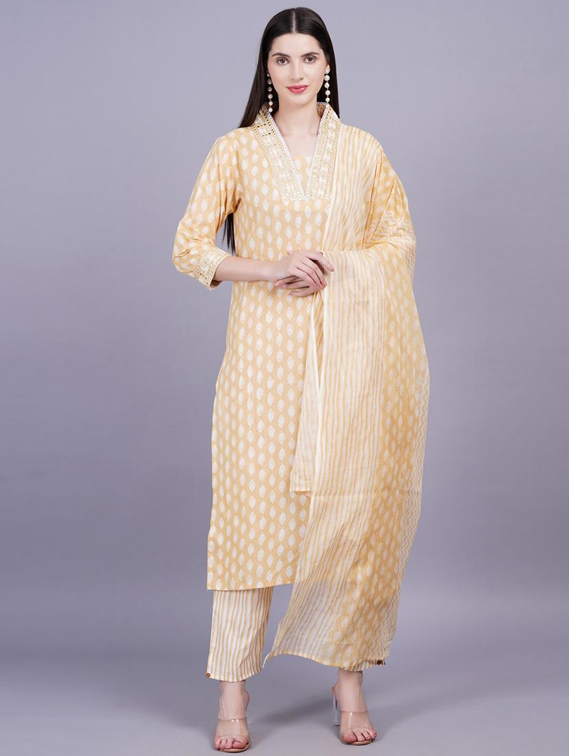 women three quarter sleeve kurta pant with dupatta set - 21350605 -  Zoom Image - 0