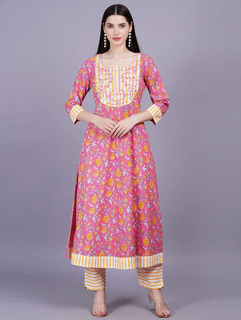 women three quarter sleeve kurta pant with dupatta set - 21350609 - Standard Image - 5