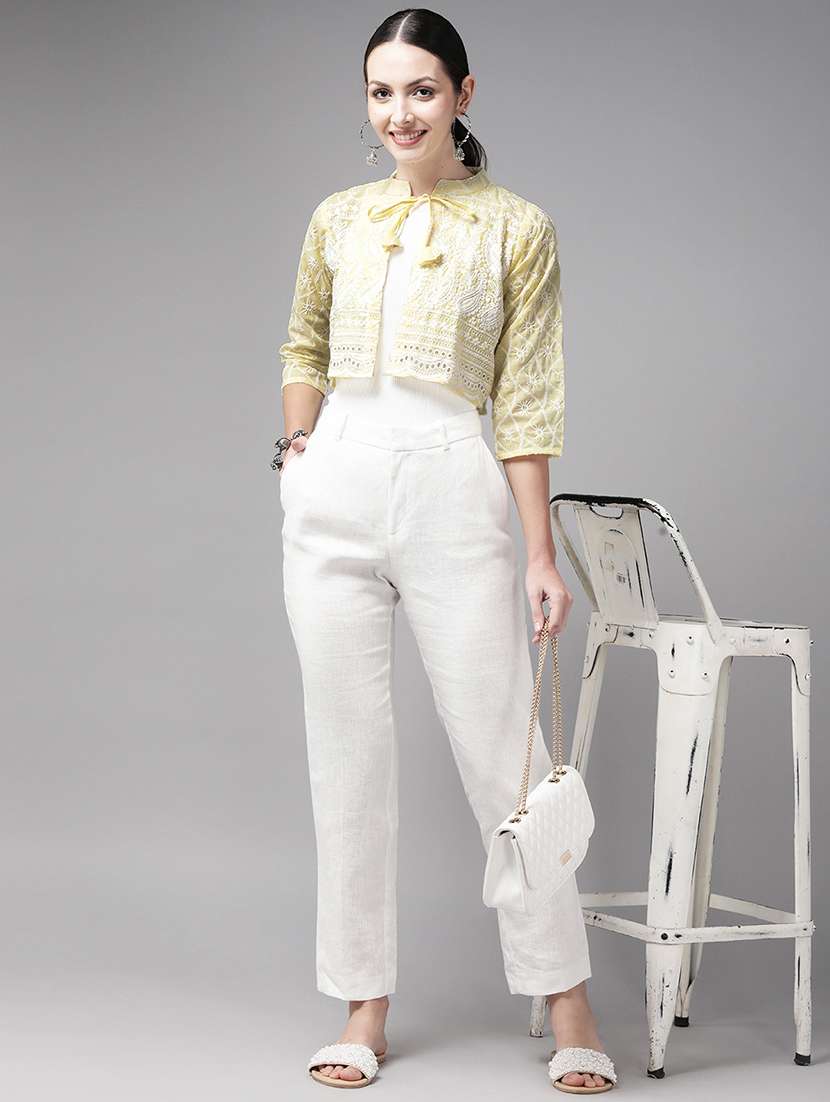 women three quarter sleeves ethnic jacket - 21350856 -  Standard Image - 3