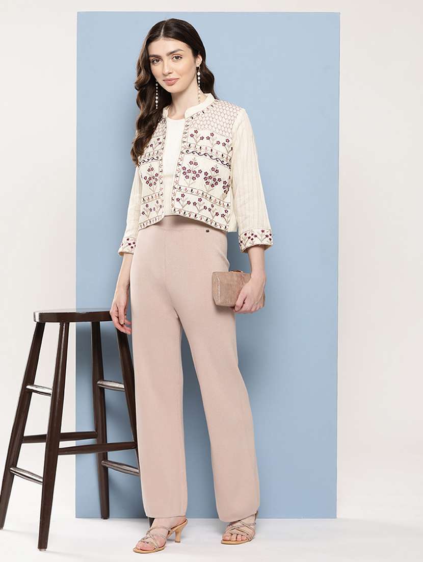 women three quarter sleeves ethnic jacket - 21350867 -  Standard Image - 3