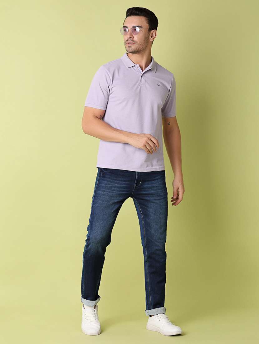 men polo neck solid short sleeve t-shirt - 21351780 -  Standard Image - 3