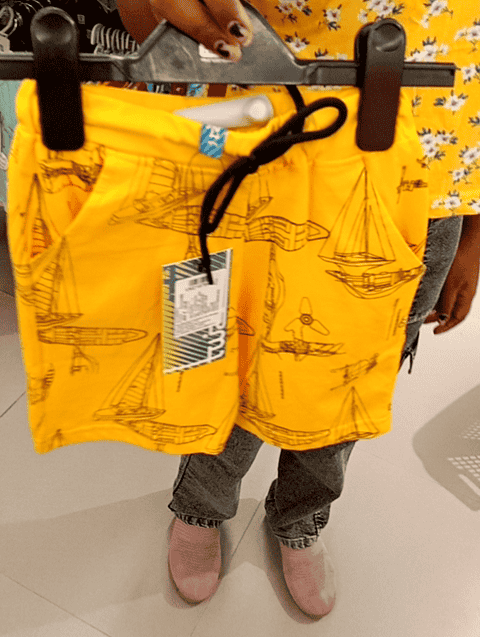 yellow cotton single jersey shorts & three fourth - 21351805 - Zoom Image - 0