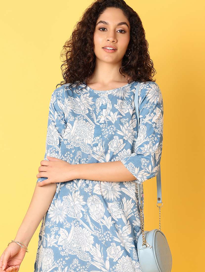 women three quarter sleeve straight kurta - 21351830 -  Standard Image - 3