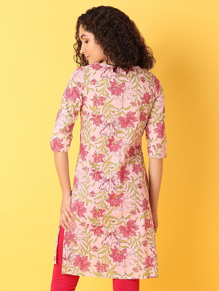 women three quarter sleeve straight kurta - 21351831 - Standard Image - 3
