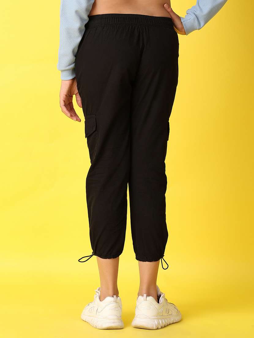 girls black plain joggers - 21351862 -  Standard Image - 3