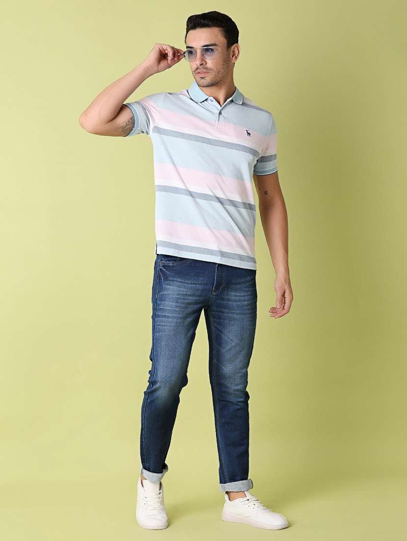 men polo neck stripes short sleeve t-shirt - 21351883 -  Standard Image - 3