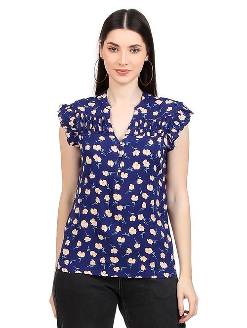 women prnted mandrain neck straight top - 21352083 -  Standard Image - 0