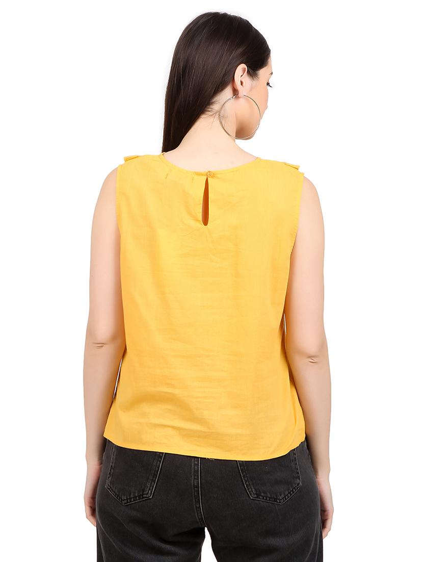 women solid round neck straight top - 21352085 - Standard Image - 3