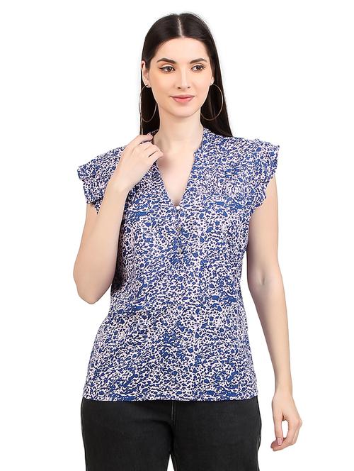 women prnted mandrain neck straight top - 21352086 -  Standard Image - 0