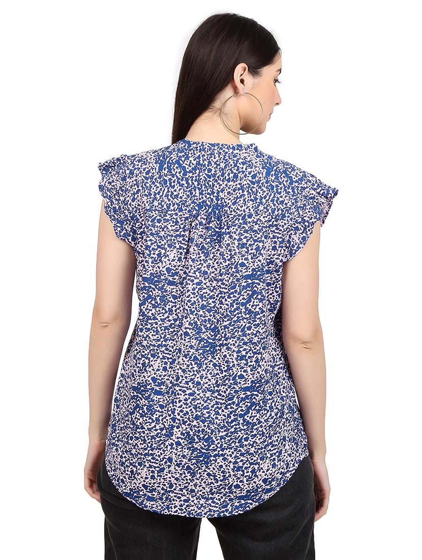 women prnted mandrain neck straight top - 21352086 - Standard Image - 3