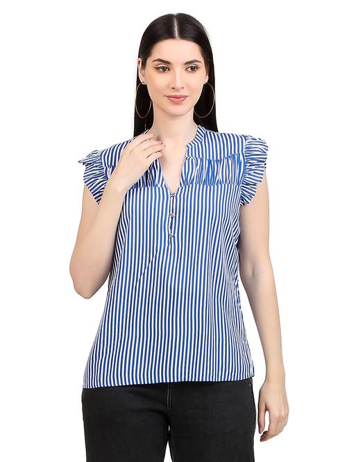 women prnted mandrain neck straight top - 21352088 -  Standard Image - 0