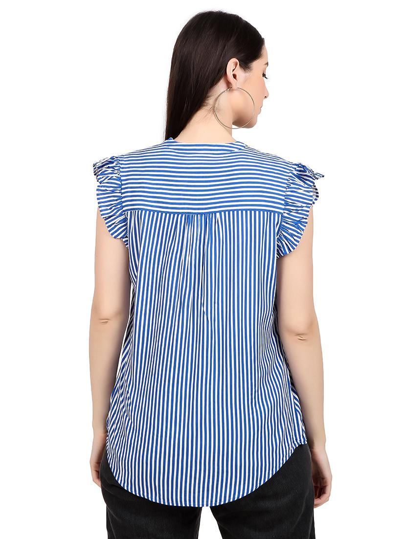 women prnted mandrain neck straight top - 21352088 - Standard Image - 3