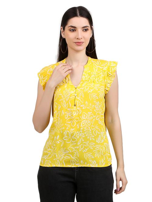 women prnted mandrain neck straight top - 21352092 -  Standard Image - 0