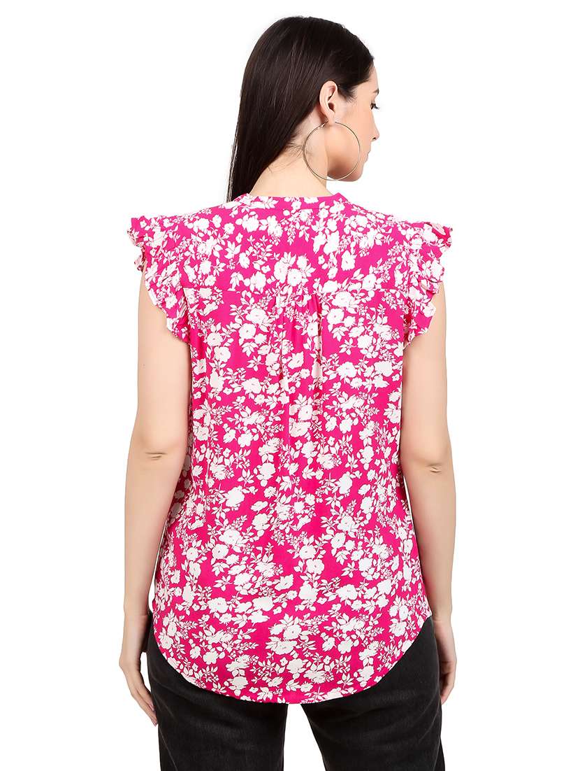 women printed mandrain neck straight  top - 21352098 -  Standard Image - 3