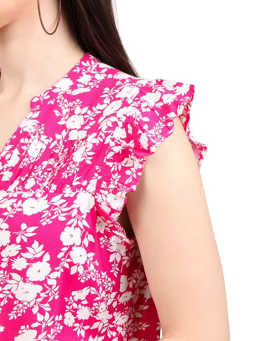 women printed mandrain neck straight  top - 21352098 -  Standard Image - 5