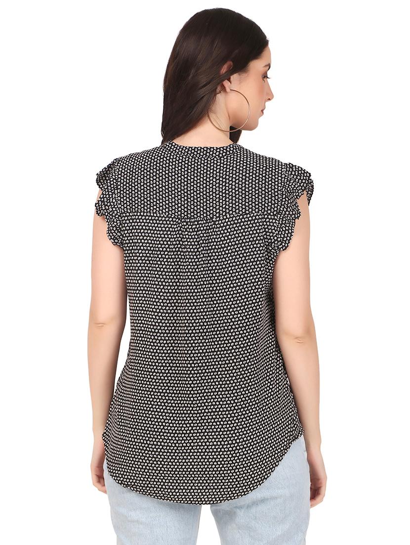 women printed mandrain neck straight top - 21352102 - Standard Image - 3