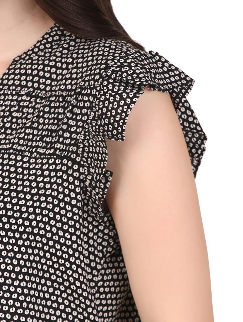 women printed mandrain neck straight top - 21352102 - Standard Image - 5