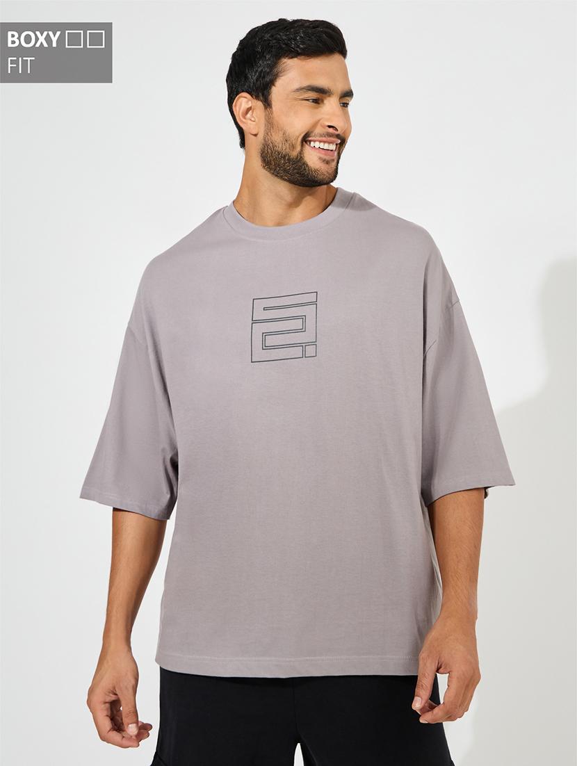 men grey cotton chest print t-shirt - 21352113 -  Zoom Image - 0