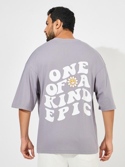 men grey cotton back print t-shirt - 21352126 - Standard Image - 0