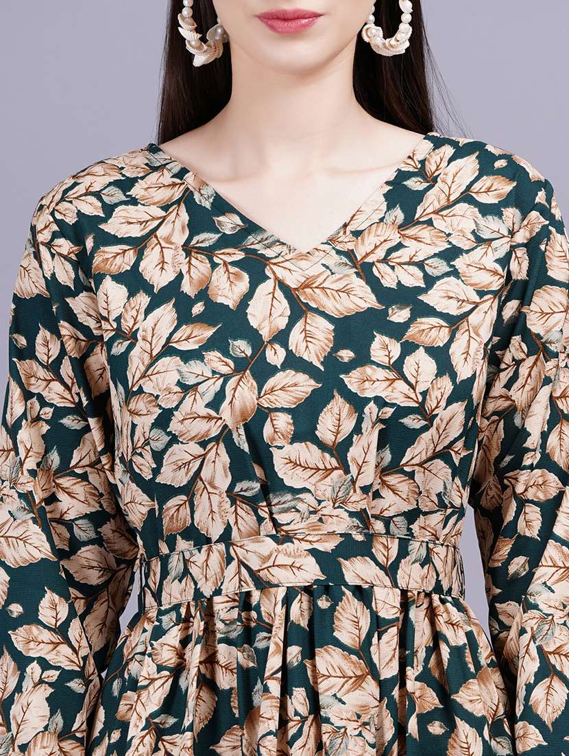 women printed long sleeves fit & flare dress - 21352153 - Standard Image - 5