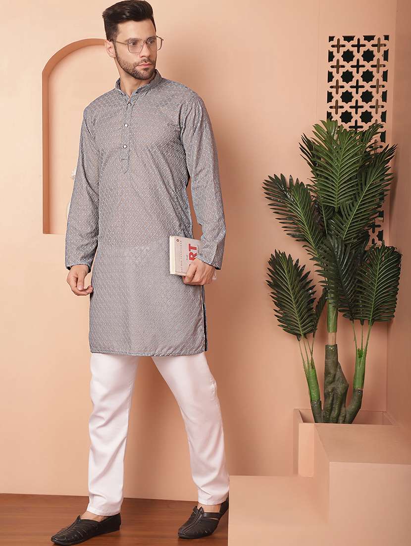 men embroidered long sleeve kurta and pyjama set - 21352331 -  Standard Image - 3