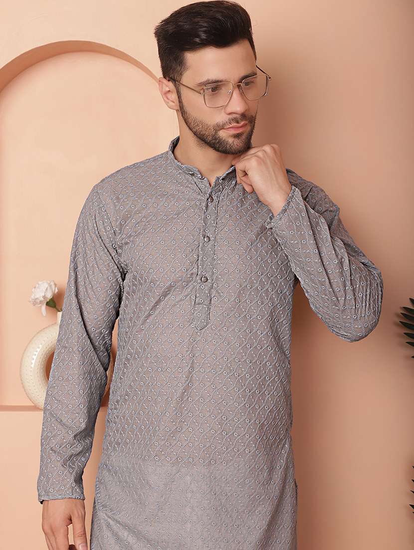 men embroidered long sleeve kurta and pyjama set - 21352331 -  Standard Image - 5