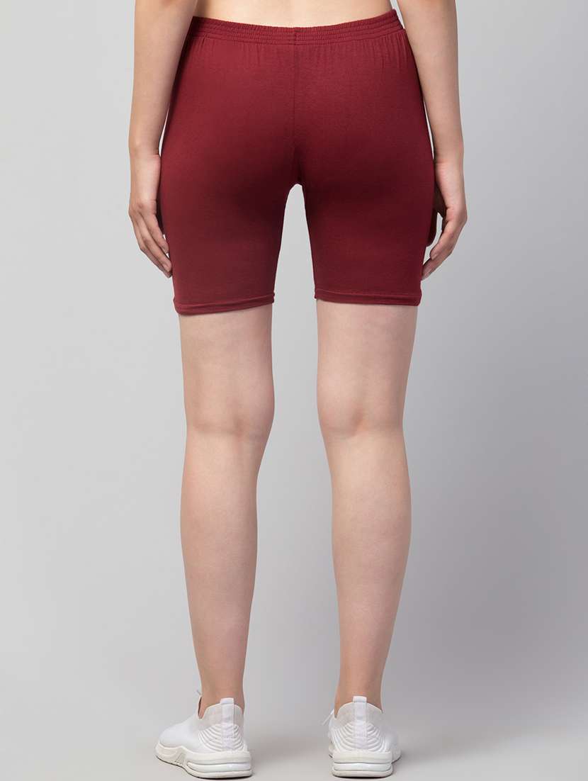 women's solid mid rise active wear shorts - 21352555 - Standard Image - 3
