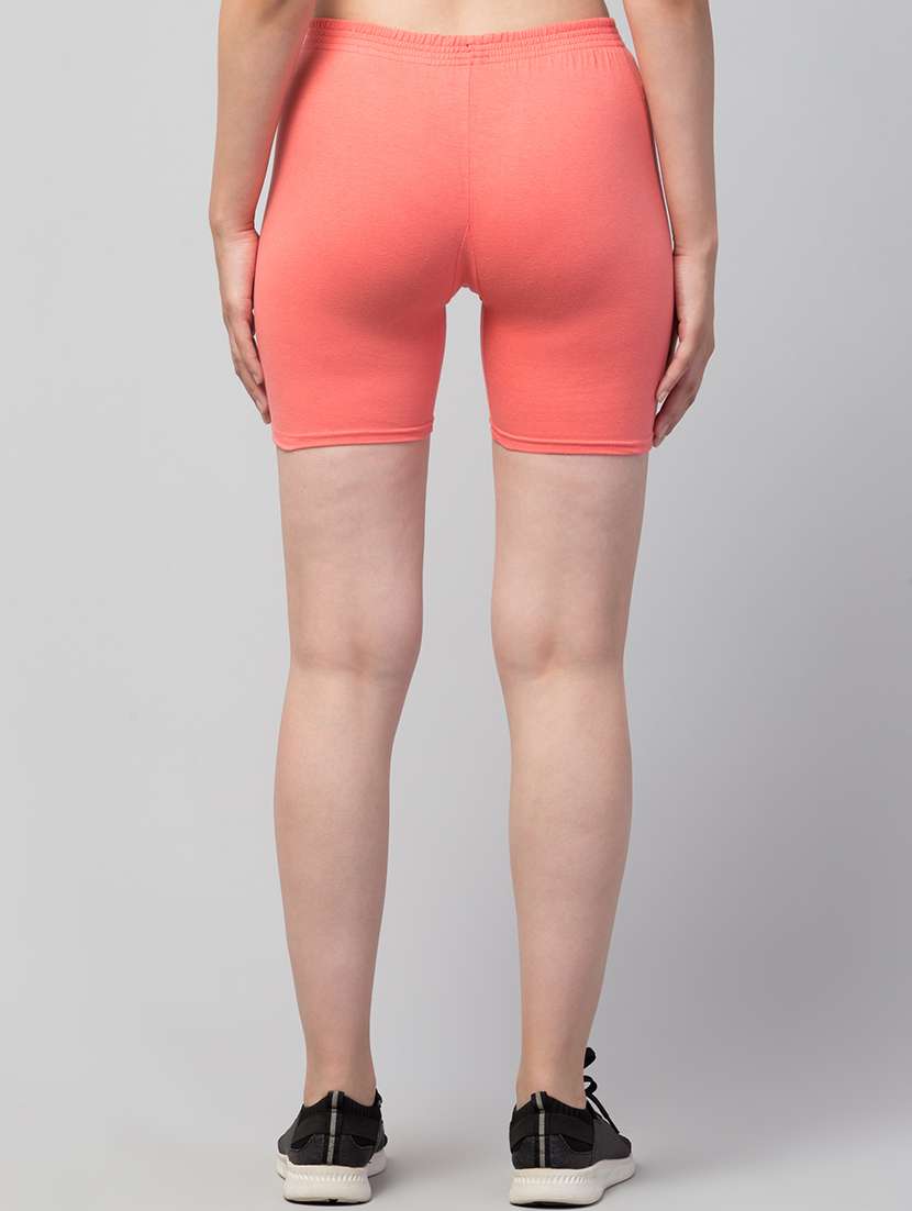 women's solid mid rise active wear shorts - 21352569 - Standard Image - 3