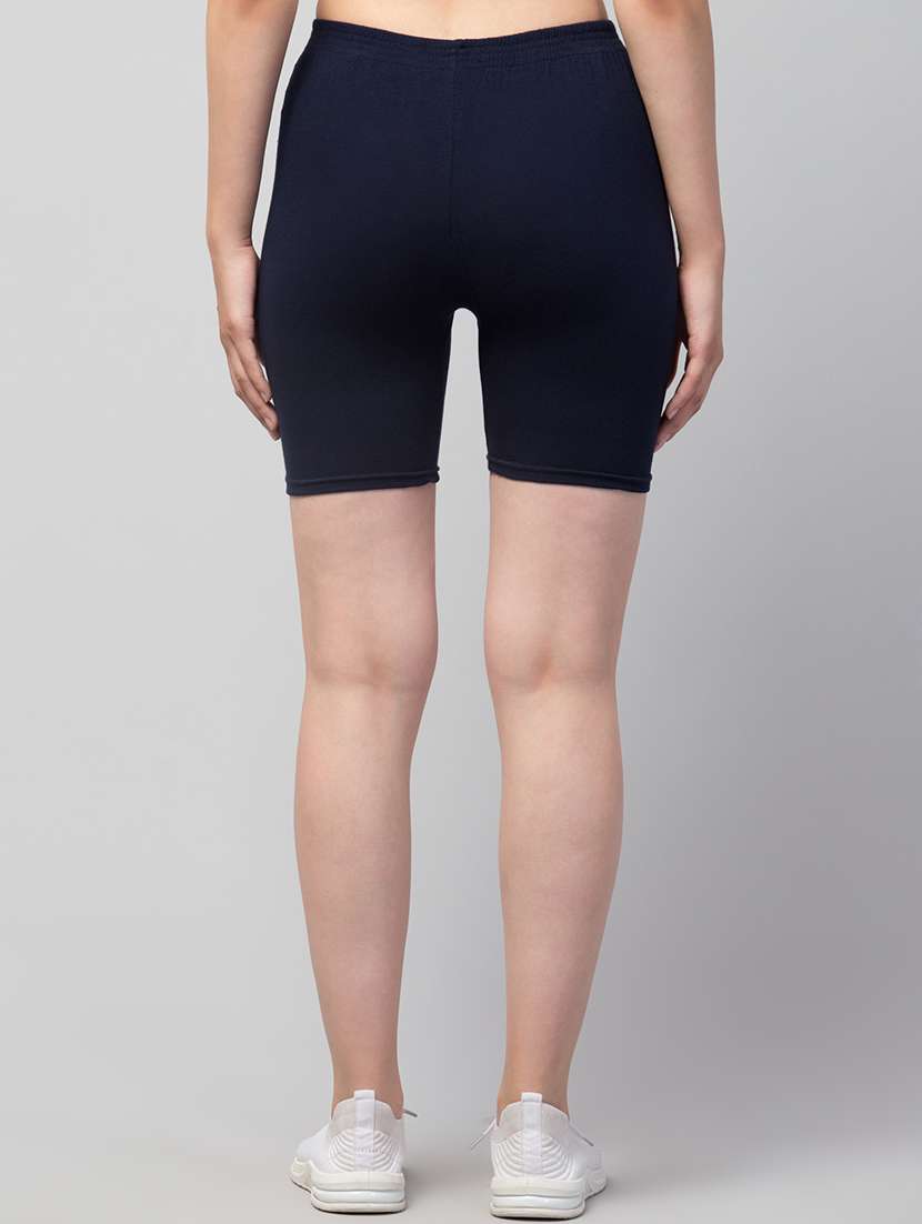 women's solid mid rise active wear shorts - 21352572 - Standard Image - 3