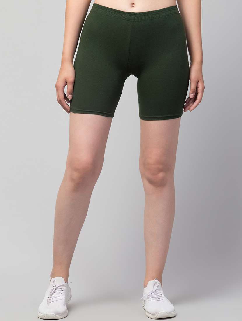 women's solid mid rise active wear shorts - 21352630 - Zoom Image - 0