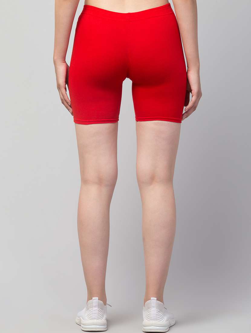 women's solid mid rise active wear shorts - 21352675 - Standard Image - 3