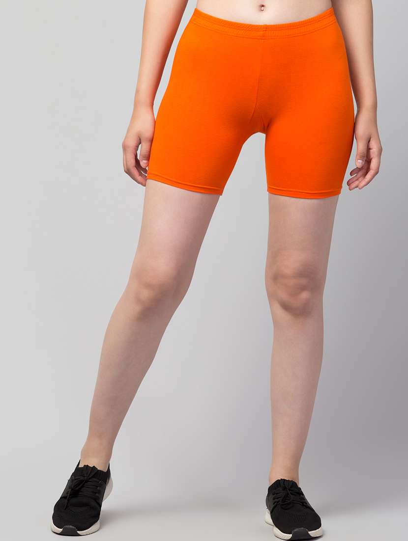 women's solid mid rise active wear shorts - 21352679 - Zoom Image - 0