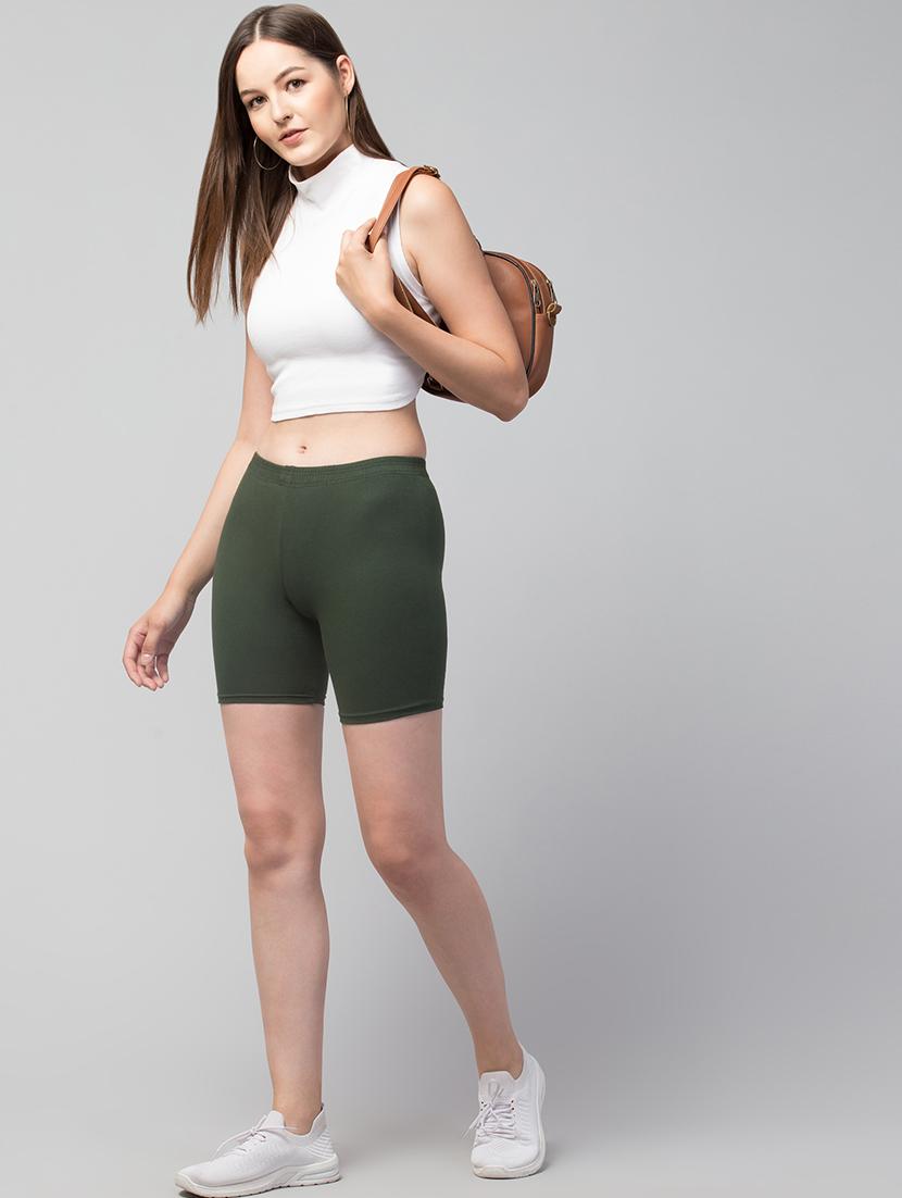 women's solid mid rise active wear shorts - 21352680 - Standard Image - 3